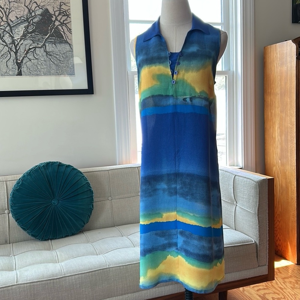 German Fashion House Doris Streich Watercolor Shift Dress